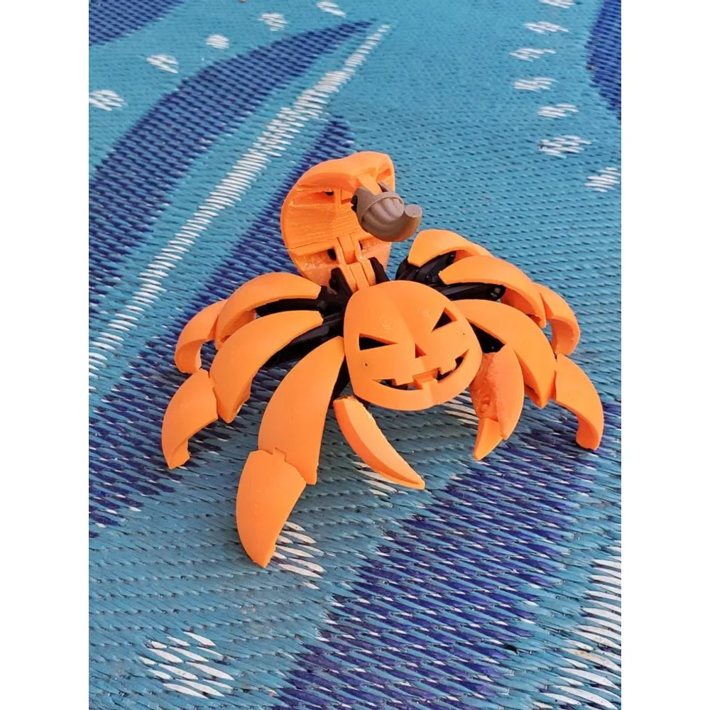 Orange 3D printed Halloween scorpion pumpkin decoration