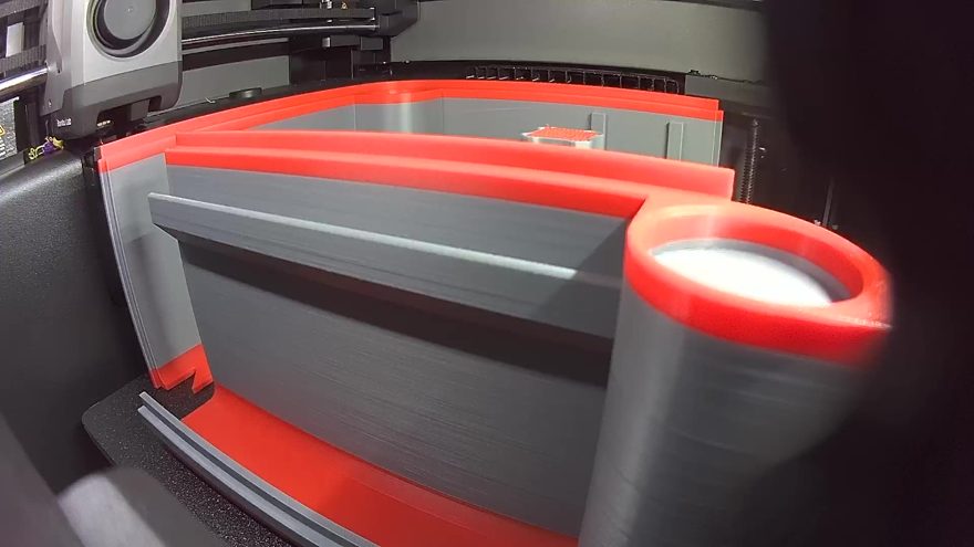 Two-colour printed air-con hose adapter on the print bed
