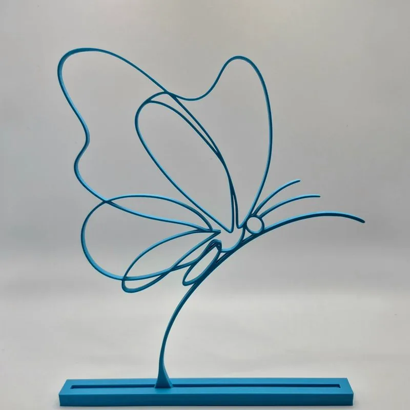 Blue single-line butterfly display printed by Hark Tech