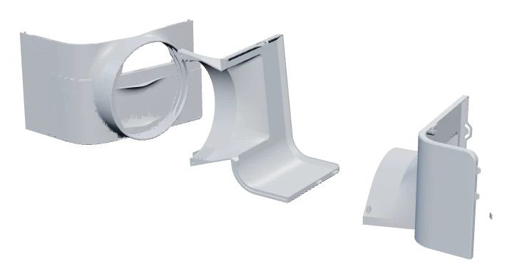 3D renders of the two custom part orders printed for Nathan
