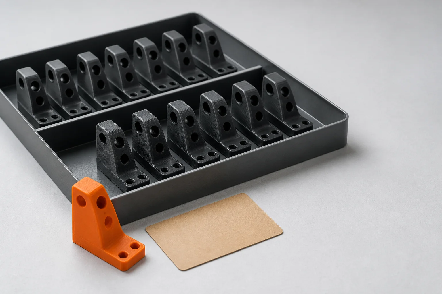 An orange approved reference bracket beside organised rows of matching printed brackets
