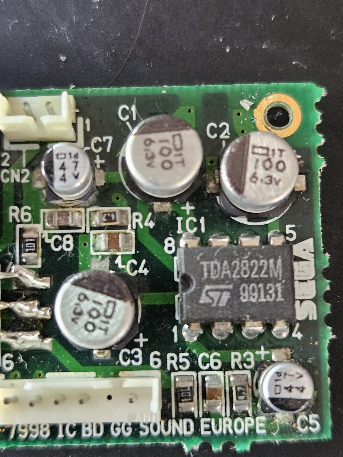 The European Game Gear sound board with its TDA2822M amplifier